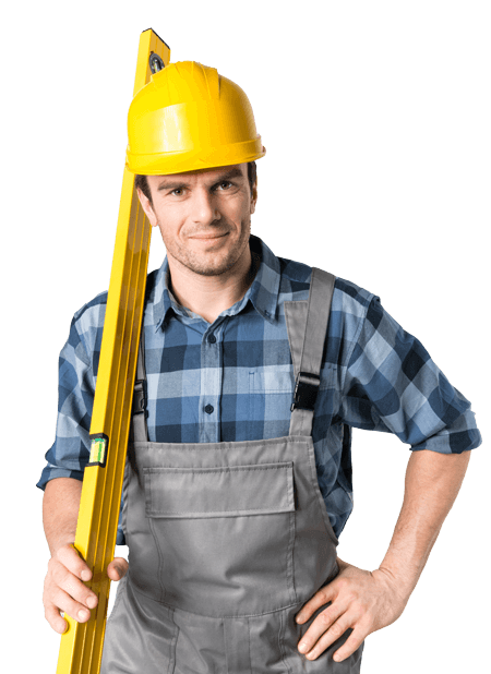 Handwerker mit einem Helm und Werkzeug